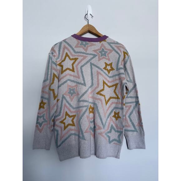 SPLENDID Ziggy Star white pink blue purple knit long sleeve pullover sweater - Picture 4 of 9